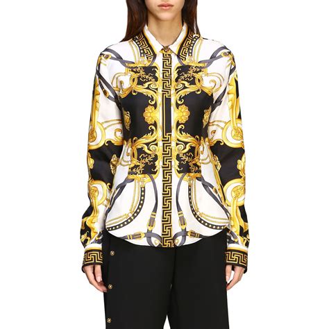 versace print blouse women|versace italy top.